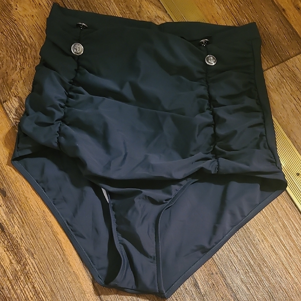High-Waisted Black Swim Bottoms